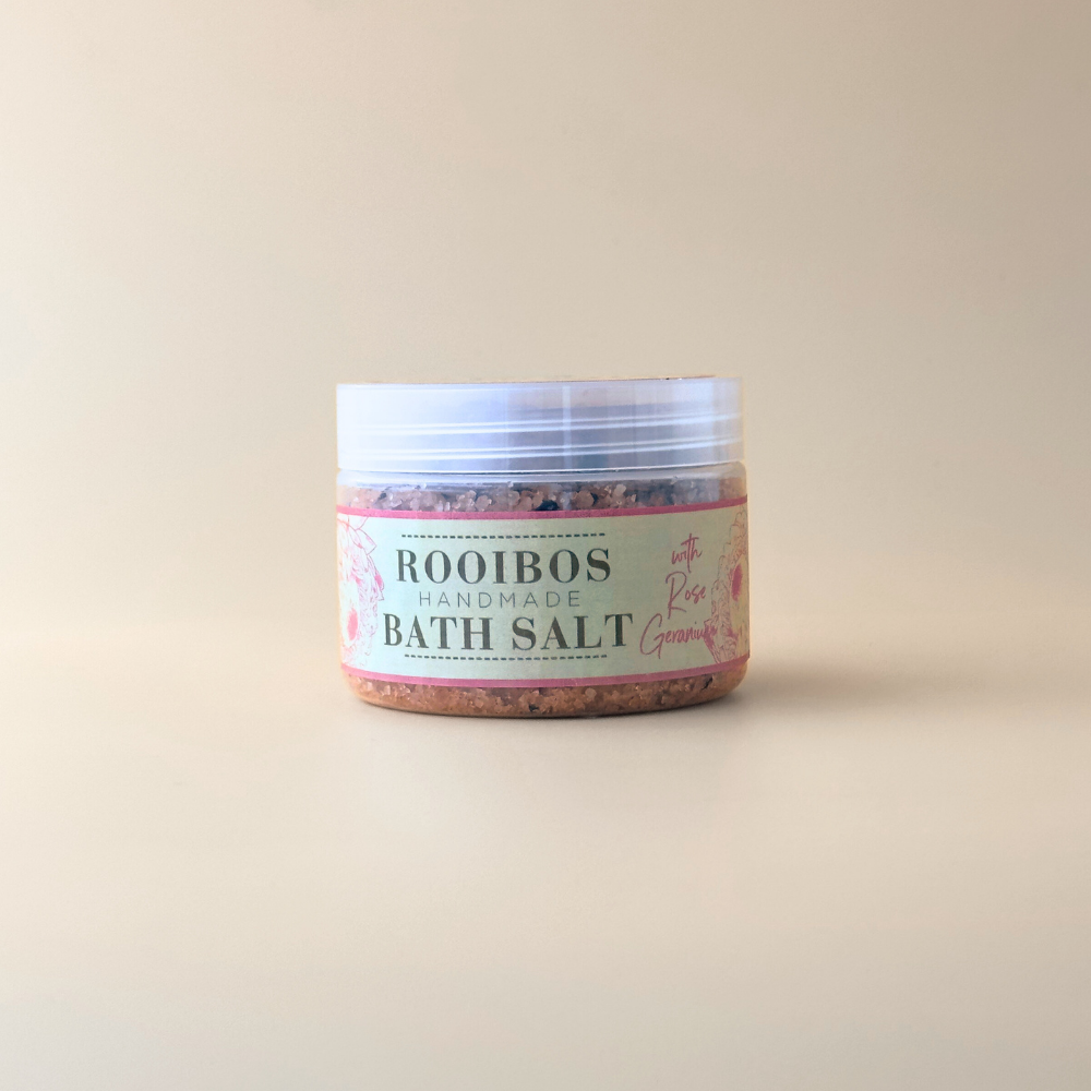 Natural Rooibos & Rose Geranium Bath Salt Skimmelberg Bath Additives bath, bath salts, rooibos bath salts, rose geranium, skincare Skimmelberg